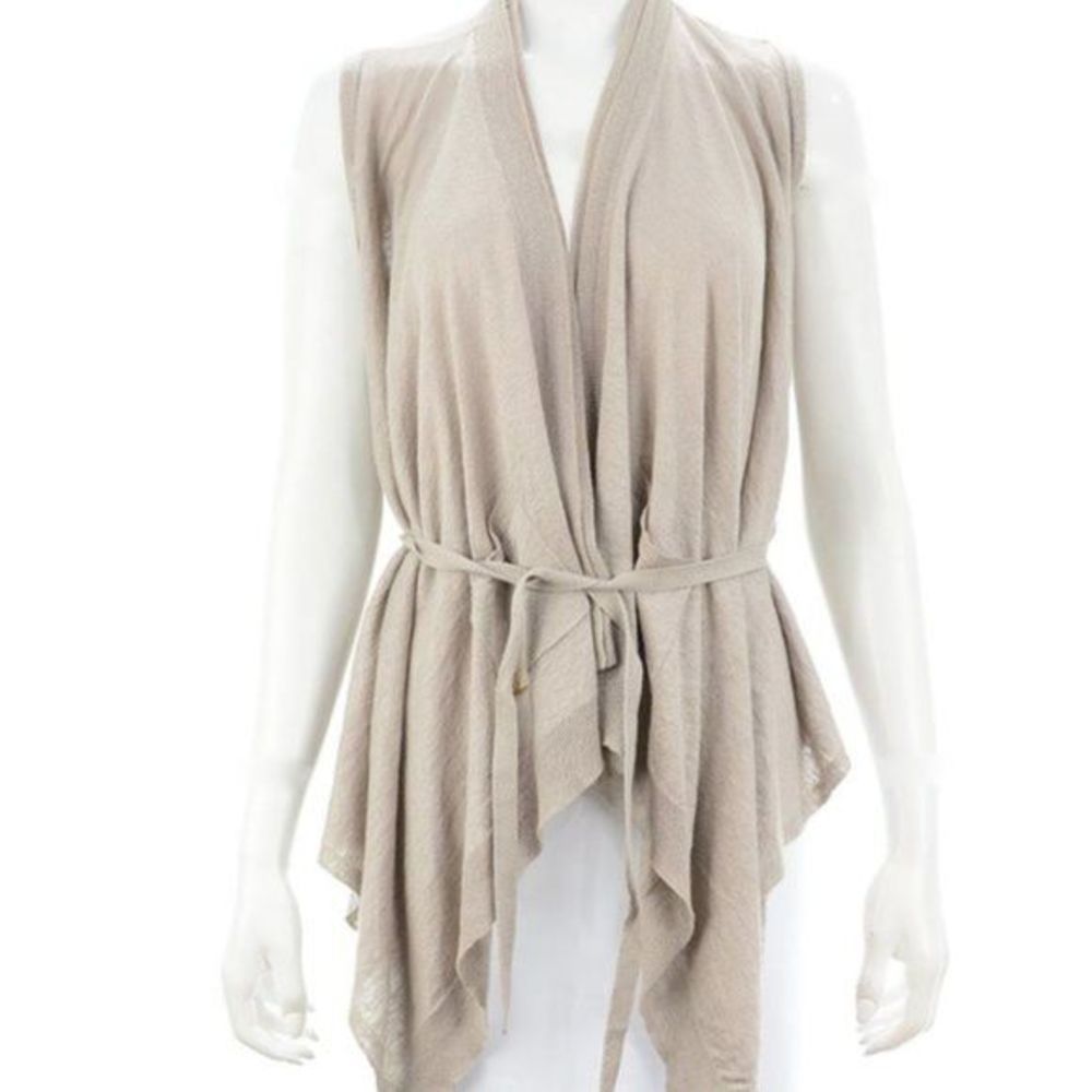 JIGSAW Taupe Linen Open Vest Size Small/Medium